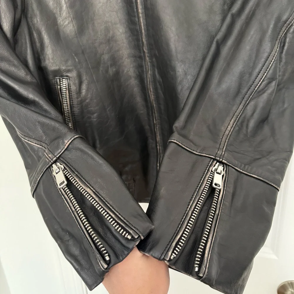 ZARA 100% LEATHER JACKET ZW COLLECTION size XS